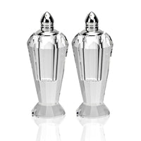 Handcrafted Optical Crystal and Silver Pair of Salt and Pepper Shakers