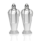 Handcrafted Optical Crystal and Silver Pair of Salt and Pepper Shakers