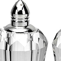 Handcrafted Optical Crystal and Silver Pair of Salt and Pepper Shakers