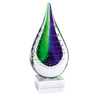 12 Mouth Blown Teardrop Centerpiece on Crystal Base