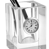 4 Hand Crafted Crystal Pen or Pencil Holder with Clock