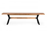 Modern Solid Drift oak Bench with Black Powder coated metal legs
