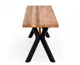 Modern Solid Drift oak Bench with Black Powder coated metal legs