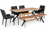 Modern Solid Drift oak Bench with Black Powder coated metal legs