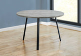 48" Round Dining Room Table with Grey Reclaimed Wood and Black Metal