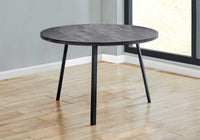 48" Round Dining Room Table with Black Reclaimed Wood and Black Metal