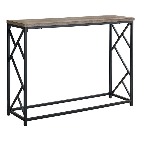 44" Rectangular TaupewithBlack Metal Hall Console Accent Table