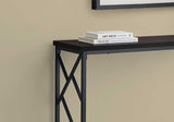 44" Rectangular EspressowithBlack Metal Hall Console Accent Table