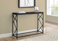 44" Rectangular EspressowithBlack Metal Hall Console Accent Table