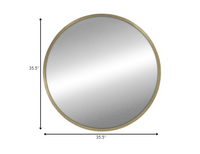 Round Wall Mirror with Matte Gold Finish