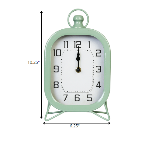 Retro Rounded Square Green Table Top Clock