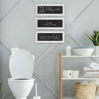 Black and White Set of 3 Framed Bathroom Humor Wall Art