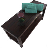 Rectangular Teak Shower Outdoor Bench with Shelf in Brown Finish
