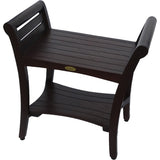 Contemporary Teak Shower bench with Handles in Dark Brown