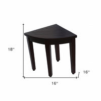 Compact Teak Corner Shower or Outdoor Bench with Shelf in Brown Finish