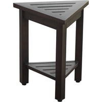 18" Teak Corner Shower Stool or Bench with Shelf in Brown Finish