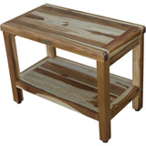 Rectangular Teak Shower Bench with Shelf in Natural Finish