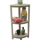 Teak Three Tier Corner Shower Shelf in White Finish