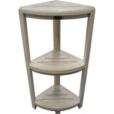 Teak Three Tier Corner Shower Shelf in White Finish