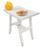 Contemporary Teak Shower Stool in Whitewash Finish
