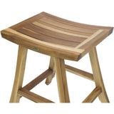 Compact Rectangular Teak Shower Outdoor Bench with Shelf in  Natural Finish