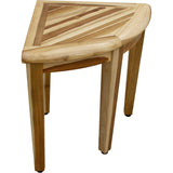 16" Compact Teak Corner Shower Stool with Shelf in Natural Finish