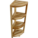 Teak Four Tier Corner Shelf in Natural Finish