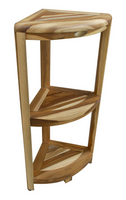 Compact Teak 3 tier Corner Shower Outdoor Bench in Natural Finish