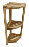 Compact Teak 3 tier Corner Shower Outdoor Bench in Natural Finish
