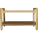 Rectangular Teak Shower Bench with Handles in Natural Finish