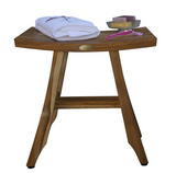 Compact Rectangular Teak Shower or Outdoor Bench in Natural Finish