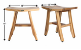 Compact Rectangular Teak Shower or Outdoor Bench in Natural Finish