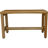 Compact Rectangular Teak Shower Outdoor Bench in Natural Finish