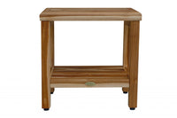 18" Contemporary Teak Shower Stool or Bench with Shelf in Natural Finish