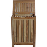 Compact Teak Laundy Storage with Removable Bag in Natural Finish