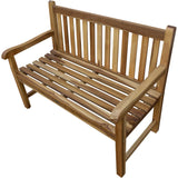 Compact Teak Outdoor Bench with Straight Design in Natural Finish
