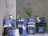 84" Merry Christmas Printed Rectangle Tablecloth in Polyeste Blue