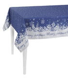 120" Merry Christmas Printed Rectangle Tablecloth in Blue