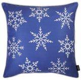 Set of 4 18" Christmas Snowflakes Throw Pillow Cover in Blue