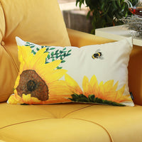 Set of 4 20" Sunflower Bee Lumbar Pillow Cover in Multicolor