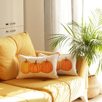 Set of 4 20" Thanksgiving Pumpkin Throw Pillow Cover in Multicolor