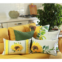 Set of 2 Square Sunflower Throw Pillow Covers