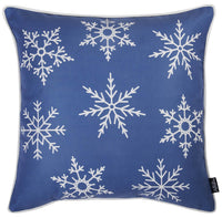 Set of Two Blue 18" Holiday Snowflakes Throw Pillow Covers