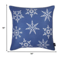 Set of Two Blue 18" Holiday Snowflakes Throw Pillow Covers