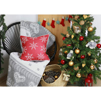 Set of Two Red 18" Christmas Snowflakes Throw Pillow Covers