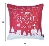 Set of 2 18" Christmas Merry Bright Throw Pillow Cover in Multicolor