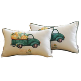 Set of 2 20"  Pumpkin Truck Lumbar Pillow Cover in Multicolor