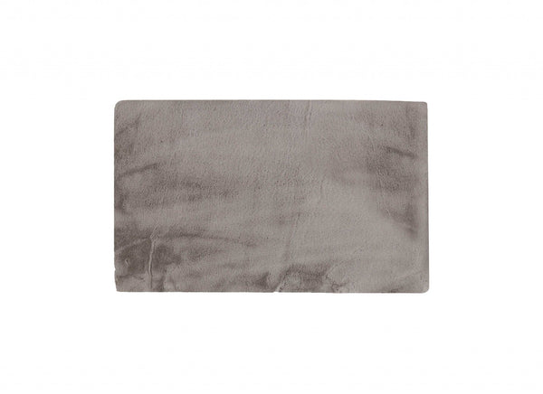 Luxe Faux Rabbit Fur Rectangular Rug 3' x 5'   - Grey