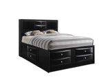 Black Multii-Drawer Wood Platform King  Bed with Pull out Tray