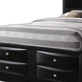 Black Multii-Drawer Wood Platform King  Bed with Pull out Tray